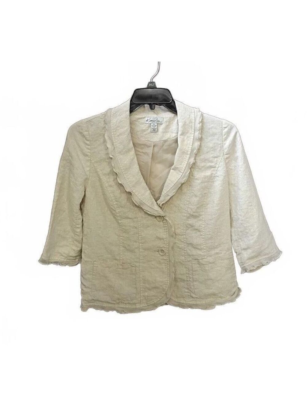 Kim Rogers Cream Linen Blazer Jacket Petite Size PM